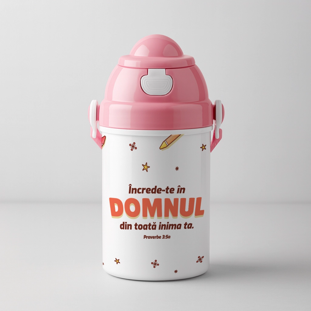 Bidon pentru copii cu verset biblic - Proverbe 3:5a